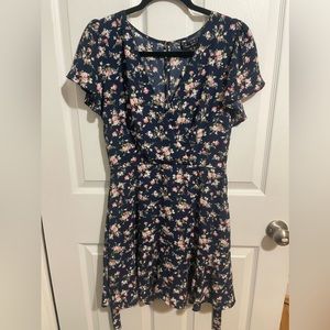 Navy Blue Summer Dress with Pink and white Floral